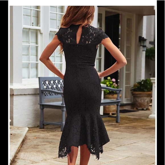 🆕Retro Lace Floral High Neck Mermaid Party Dress - Picture 2 of 2